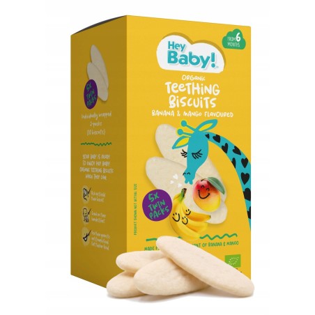 BISZKOPCIKI NA ZĄBKOWANIE BANAN-MANGO OD 6 MC 21G HEYBABY