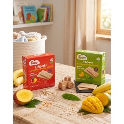 WIELOZIARNISTE WAFELKI NA ZĄBKOWANIE BANANOWE 6MC+ BIO 60G [HEYBABY]