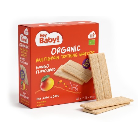 WIELOZIARNISTE WAFELKI NA ZĄBKOWANIE MANGO 6MC+ BIO 60G HEYBABY