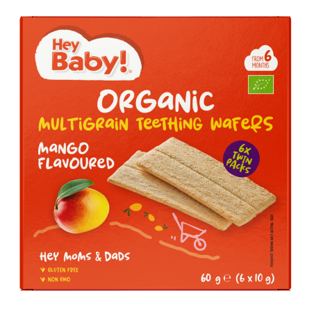 WIELOZIARNISTE WAFELKI NA ZĄBKOWANIE MANGO 6MC+ BIO 60G HEYBABY