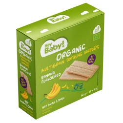 WIELOZIARNISTE WAFELKI NA ZĄBKOWANIE BANANOWE 6MC+ BIO 60G HEYBABY